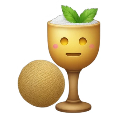 un goblet avec des bille de tapioca et tu the froid avec une paille sticker