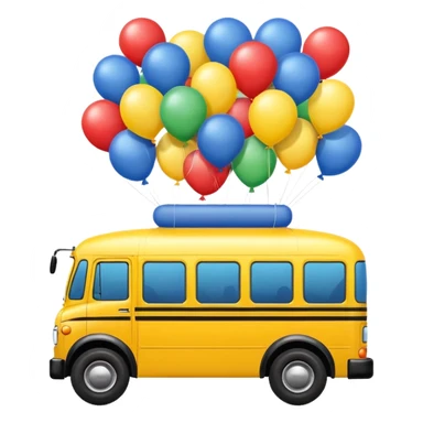 make me a high definition emoji of a bus suspended by ballons sticker