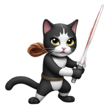 fighting black and white cats with lightsabers sticker