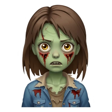 a zombie girl with straight brown hair  sticker