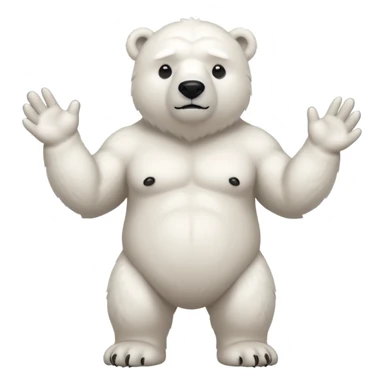 Make a humanoid polar bear shrugging sticker