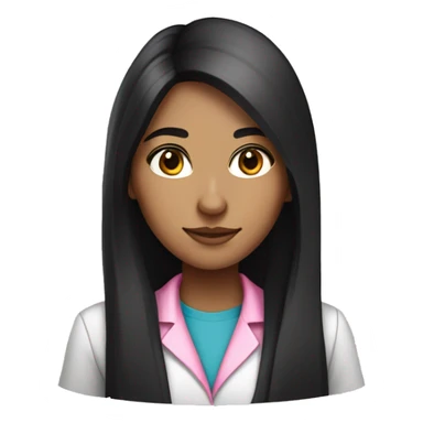 Young beautiful female scientist with long black hair and medium skin tone with pink accents sticker