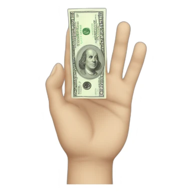 white left hand, holding 100 dollar bill sticker