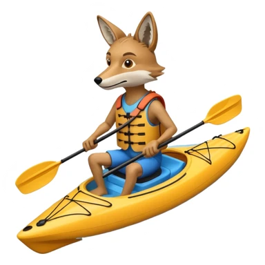 Humanoid coyote on a kayak sticker