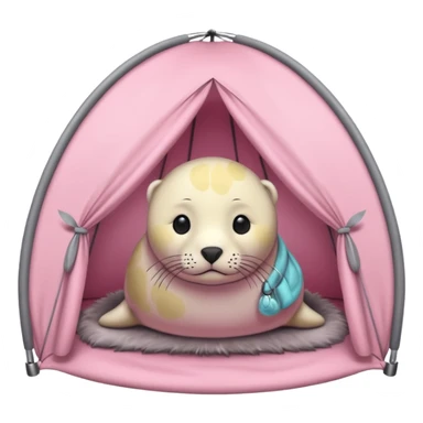 Gray Seal in a light pink tent  sticker