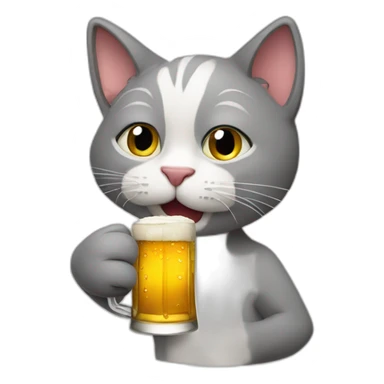 drunk cat drinking a beer he's holding in his paw sticker