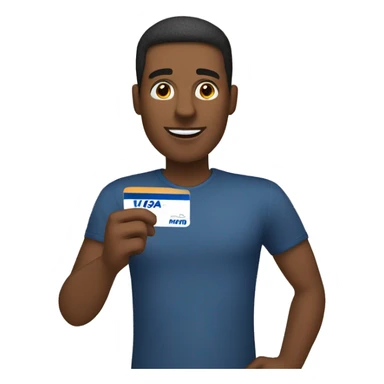 Man using visa debit card sticker