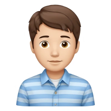 asian young man with wavy brown hair in light blue shirt with vertical stripes sticker