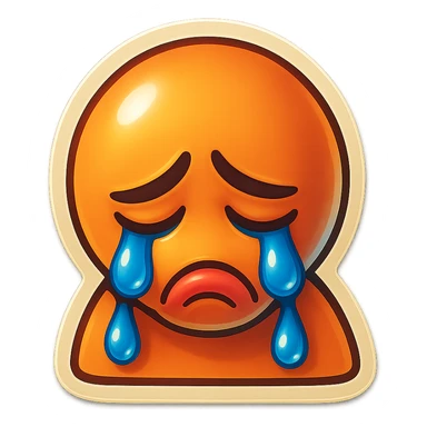 sad Tears rolling down face 
Mouth Pout
head down
 sticker