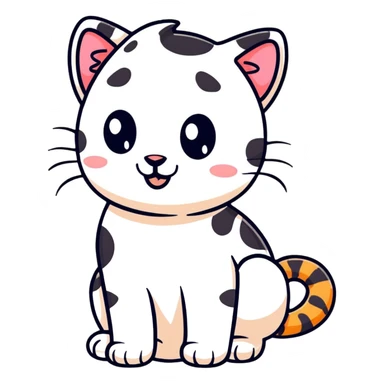 Cute leopard cat with spots and striped tail sticker