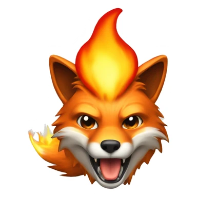 
A fox with a flame coming out of its head because it got angry while playing a game on the computer sticker