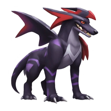 Black Cool Edgy Nargacuga-Houndoom-Garchomp-Noivern Fakémon  with White and Red and purple and black Edgy markings sticker