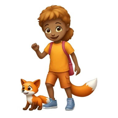 kids playing with little fox sticker