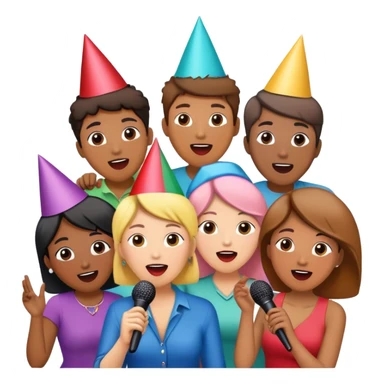 diverse group of friends at karaoke sticker