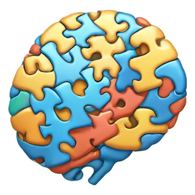 brain with puzzle pieces scattered sticker