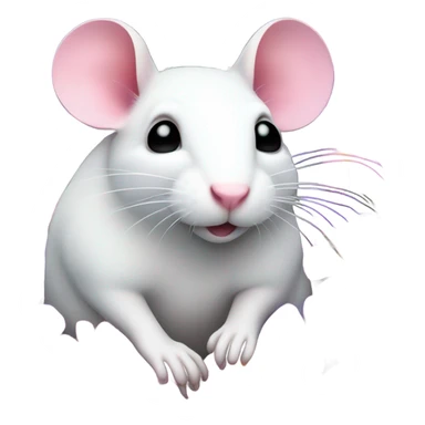white rat with flowers sticker