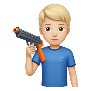 Boy puting gaming shoting shirt and shoting gun sticker