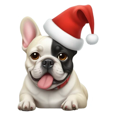 french bulldog wearing santa hat sticker