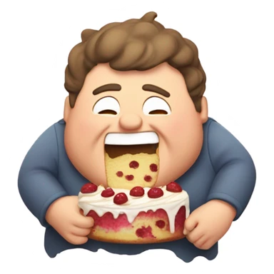 Chubby guy eating a lot of cake sticker