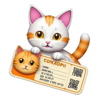 cartoon cat on child ticket sticker