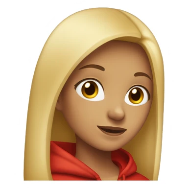 Brunette with a blonde streak girl wearing a red hoodie  sticker