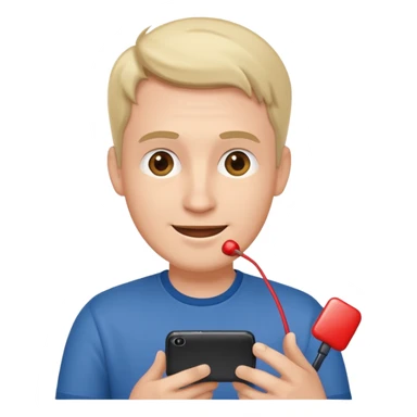 casual man holding phone and happly staring it sticker