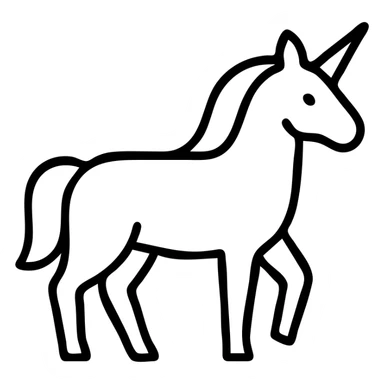 simple outlined unicorn icon with black lines sticker