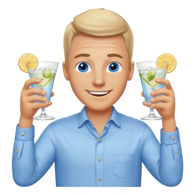 White man blue eyes cheers with two gin drinks sticker