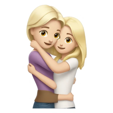 The white blonde woman hugs the white brown haired girl sticker