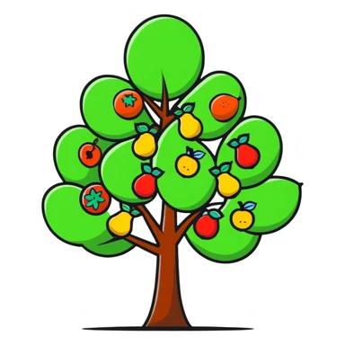 colorful tree with fruits sticker