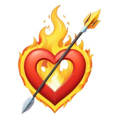 bow and arrow going through fire heart sticker