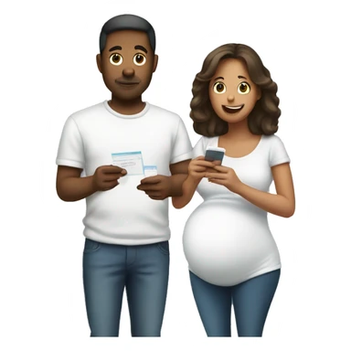 couple looking at pregnancy test sticker