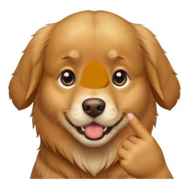 Dog that has a finger on mouth like a hand that indicates to shut up sticker