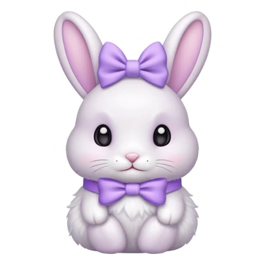 Coquette white bunny with light pastel purple bow sticker