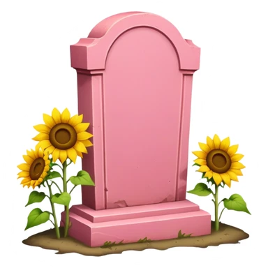 a pink gravestone with sunflowers next to it  sticker
