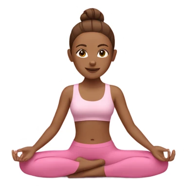 white women with brown hair in bun doing yoga in a pink set sticker