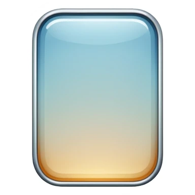 Glossy, transparent glass — rounded rectangle, soft reflections, subtle highlights on corners, thin white outline, clean and modern. Transparent background. sticker