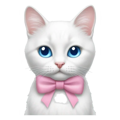 White cat pink bow blue eyes  sticker