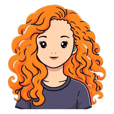 Attractive girl with very very long curly hair and many freckles sticker