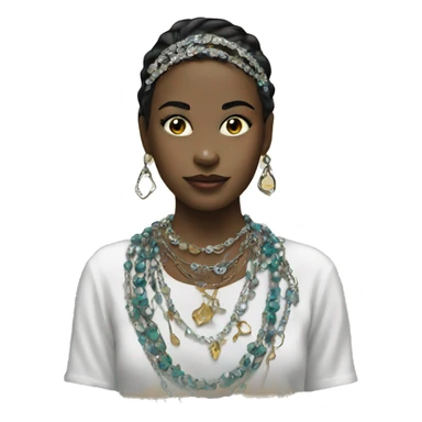 girl with jewelry and stencil  sticker