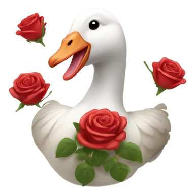White goose with roses sticker