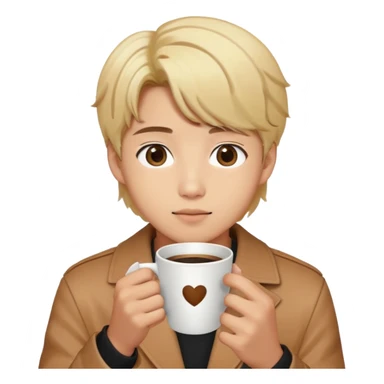 Bts’s V with a coffee and blonde hair  sticker