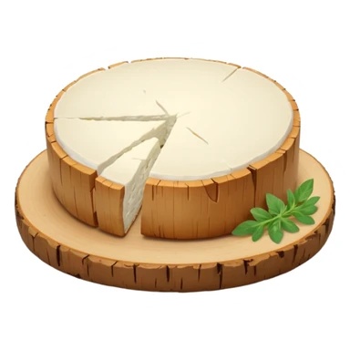 goat cheese, log or round slice, pure white, crumbly, smooth matte, thin pale rind, soft structured, cracks or uneven edges, no bread, herbs, plate, or faces, clean 3D, soft shadows, transparent background, emoji scale sticker