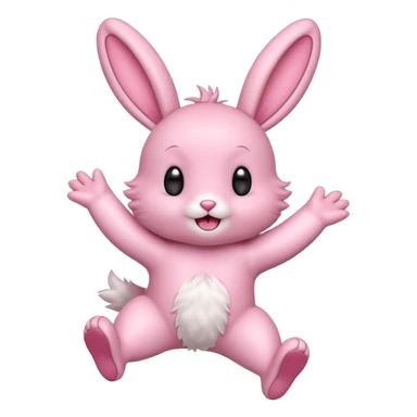 Exited pink bunny, kawaii chibi fluffy ears and body jumping of excitement  sticker