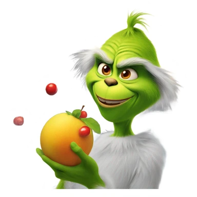the grinch juggling fruit sticker