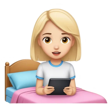 Girl speaking telling new information about herself in her room being girly  sticker