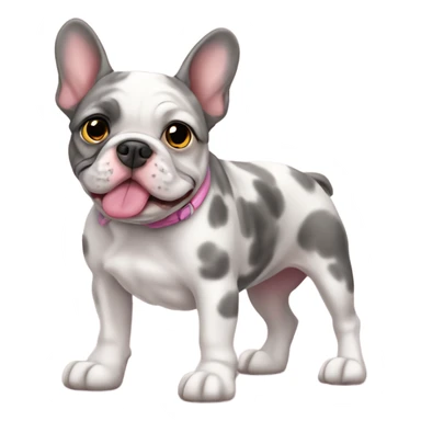 a french merle bulldog wearing a pink dog sticker