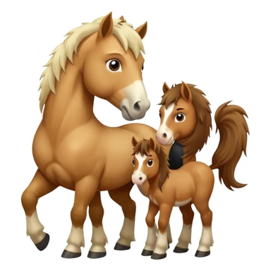 Angry fjord horse at a clydesdale foal sticker