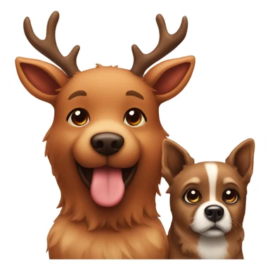 Cute Rudolph the deer and a brown furry dog sticker