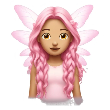 Beautiful, flower, fairy, pink, white, long hair, with pink wings sticker